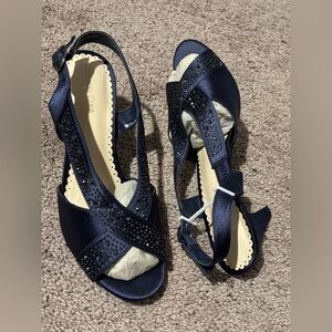 Navy Satin/Studded Women's Heels